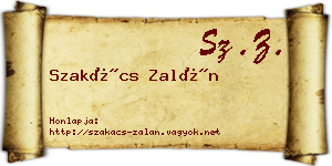 Szakács Zalán névjegykártya